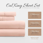 Linen Market Double-Brushed Microfiber California King Sheet Set 4 Piece – Oeko-TEX Certified Ultra Soft & Wrinkle-Free - 16" Deep Pocket Sheets Easy Care Cal-King Size - Blush