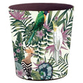 10L/2.64 Gallon Trash Can, Decorative Waste Basket, PU Leather Waste Paper Basket, Waterproof Garbage Can for Bathroom, Bedroom, Office, Kitchen and Living Room - Green and White Bird