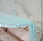 Mengersi 4 Corners Canopy Bed Curtains for Girls Kids Adults - Bed Drapes - 4 Opening Mosquito Net - Cute Princess Bedroom Decoration (Queen, Sky Blue)
