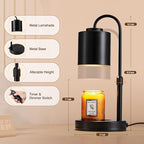 CASTLELIFE Candle Warmer Lamp with Timer & Dimmer, Height Adjustable Electric Wax Melt Warmer for Jar Candles, Gifts for Mom Home Decor, Black