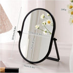 Metal Stand Adjustable Makeup Vanity Mirror Portable Black Small Desktop Mirror with 180° Rotation Desk Mirrors for Dressing Room,Bedroom, Bathroom,Tabletop
