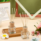 Roshtia 30 Set Reed Diffuser Bottle Empty Refillable Fragrance Glass Diffuser Bottles with Wooden Caps Rattan Sticks 50ml 1.7 oz Glass Jars for DIY Fragrance