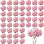 100PCS Artificial Hydrangea Flowers, Fake Flowers Silk Hydrangea Full Flowers Heads with Stems for Wedding Home Party Shop Baby Shower Decor (Baby Pink)