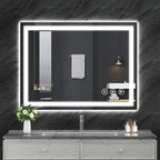 Koonmi 30x40 LED Bathroom Mirror, Backlit + Front Lit, LED Bathroom Mirror with Lights for Wall, 3 Colors, Anti-Fog, Dimmable Brightness, Memory Function, Tempered Glass