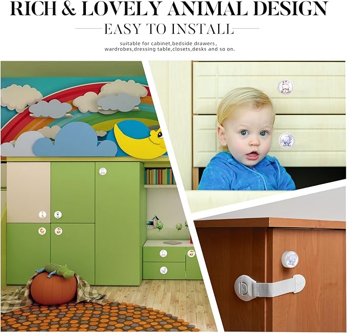 Fumete 12 Set Animal Silicone Drawer Knob, Round Cabinet Drawer Knobs Screws for Kids Dresser Nursery Closet Kitchen Cabinet