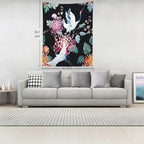 Batmerry White Watercolor S Tapestry, Flower Wall Art Hanging Decoration Polyester Fiber White Ruffled Around for Dorm Room Bedroom Living Room, 82.7x59.1 inches