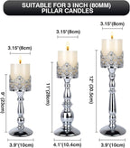 Candle Holders for Pillar Candles Set of 3 Silver Vintage Tall Candle Holders Decorative Large Table Centerpieces Candle Stand Decor