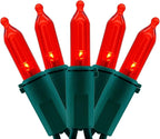 YULETIME 200 Count Red LED Christmas Lights, 66 Feet Green Wire UL Certified Commercial Grade Holiday String Light Set (Red)