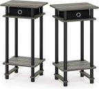 Furinno Turn-N-Tube Tall End Table, French Oak Grey/Black/Black