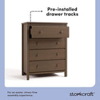 Storkcraft Alpine 4 Drawer Dresser (Hazelnut) – GREENGUARD Gold Certified, Kids Storage Organizer, Modern 4 Drawer Chest for Bedroom, Must-Have Nursery Storage