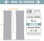 ChrisDowa 100% Blackout Curtains 84 inch Long for Bedroom with Black Liner, Extra Wide 2 Thick Layers Total Blackout Thermal Insulated Grommet Window Curtains 2 Panels Set (Dark Grey, 60 x 84 Inch)