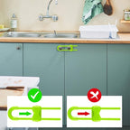 Jetec 10 Pieces Cabinet Locks for Babies, U-Shaped Proofing Drawers Safety Child Locks Adjustable, Easy to Use Childproof Latch for Knob Handle on Kitchen Door Storage Cupboard Closet (Green)