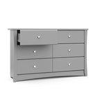 Storkcraft Crescent 6-Drawer Dresser (Pebble Gray) – GREENGUARD Gold Certified, Gray Dresser for Bedroom, Kids & Nursery Storage Chest, Safety Interlocking Drawers, Pre-Installed Tracks, Kids Chest
