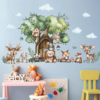 Jungle Animal Wall Stickers Forest Safari Wall Decals Kid Room Nursery Baby Bedroom Décor (Tree House Animals)