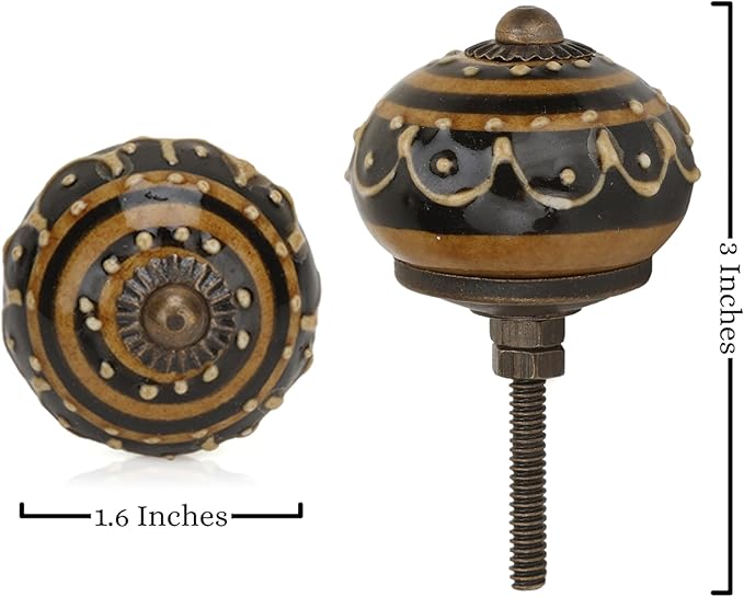 Dresser Knobs for Cabinets and Drawers Assorted, Dusty Ceramic Knob & Pull Handle for Kitchen Brown Cupboard Wardrobe Decorative Furniture Knobs - Pack of 30, (Dark Brown)