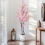 7.2ft Tall Pink Faux Cherry Blossom Tree for Home Decor, Likelike Artificial Silk Flower Cherry Branches Tree Indoor Outdoor, Sakura Tree Realistic Fake Flowering Plant for Living Room Wedding Office