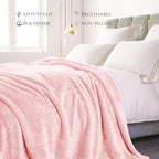 Exclusivo Mezcla Plush Fuzzy Fleece Bed Blanket Queen Size, Super Soft, Fluffy and Warm Blankets，Suitable for All Seasons (Light Pink, 90x90 Inches)
