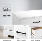 Prepac Rustic Ridge Farmhouse Nightstand Bedside Table, White Nightstand for Bedroom, End Table with 3 Drawers 16.25"D x 27.5"W x 26.75"H