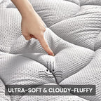 SLEEP ZONE Cooling Mattress Topper Cal King, Premium Zoned Quilted Mattress Pad, Pillow Top Mattress Protector Cover, Machine Wash Durable, Deep Pocket 8-21 inch, Silver Grey, Cal King