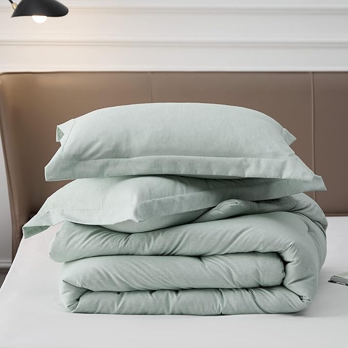 Bedsure Queen Comforter Set - Sage Green Comforter Queen Size, Soft Bedding for All Seasons, Cationic Dyed Bedding Set, 3 Pieces, 1 Comforter (90"x90") and 2 Pillow Shams (20"x26"+2")