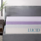 LUCID 3 Inch Lavender Infused Memory Foam Mattress Topper, California King Size – Ventilated Design – Pressure Relieving Bed Topper - Mattress Pad – CertiPur Certified