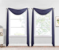 NICETOWN Dark Blue Sheer Window Scarves, Elegant Voile Sheer Window Dressings Sheer Curtains Multifunction for Kids Room/Party, 2 Panels, W60 x L216