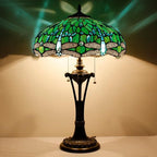 Tiffany Table Lamp Green Stained Glass Desk Lamp 16X16X24Inches Dragonfly Style Reading Light