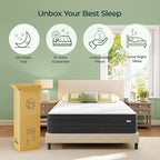 koorlian Queen Size Mattress 12 Inch - Cooling Hybrid Mattress in a Box for Back Pain Relief - Pocket Spring & Memory Foam | Fiberglass-Free, Medium Firm Feel, CertiPUR-US, 120 Nights Trial