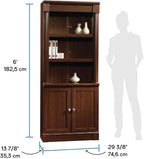 Sauder Palladia Book Shelf, Bookshelf with Storage, Library Bookcase with Doors and Adjustable Shelves, in Select Cherry finish