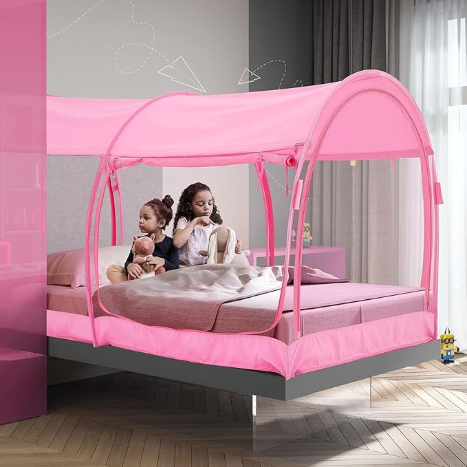 Alvantor Full Size Canopy Bed Tent Mesh Full Mosquito Net for Beds Privacy Tent Slumberpod Blackout Indoor Tents for Beds Sleeping Pop Up Tents (Mattress Not Included)