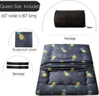 MAXYOYO Grey Pineapple Japanese Floor Futon Mattress, Tatami Floor Mat Portable Camping Mattress Kids Sleeping Pad Foldable Roll Up Floor Lounger Couch Bed Queen Size with Mattress Protector Cover