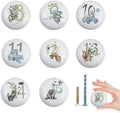 8Pack1.5 Ceramic Unique Cabinet Knob Blue Bear with Flowers Number Safari Animal Kids Room Wardrobe Dresser Drawer Knobs Handle Pulls