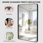 Kosmonia 30x22 Bathroom Vanity Mirror for Wall, Aluminum Framed, Farmhouse Rectangle, Anti-Rust, HD Reflection Anti-Desilvering, Distortion Free, Tempered and Shatter-Proof Wall Mounted Mirror, Black