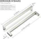 Cabinet Pulls Brushed Nickel Cabinet Handles Square Drawer Pulls, 40 Pack 8-4/5 Inch Stainless Steel Kitchen Door Cupboard Cabinet Handles, Cabinet Hardware Drawer Handles, 224mm Hole Centers