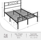 Yaheetech Full Size Metal Platform Bed Frame with Simple Headboard and Footboard, Mattress Foundation for Under Bed Storage, Steel Slat Support, No Box Spring Needed, Easy Assembly, Black