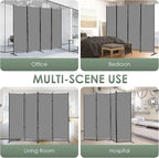 RANTILA 4 Panel Room Divider, 6 FT Folding Privacy Screen with Wide Feet, Freestanding Partition for Room Separation, Portable Room Divider Panel, 89" W x 71" H, Grey