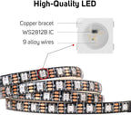 BTF-LIGHTING WS2812B RGB ECO LED Strip, Chasing Effects 5050SMD Individually Addressable 3.3FT 60Pixels/m Flexible Dream Color IP30 for Bedroom DIY Projects DC5V(No Adapter or Controller)