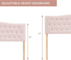 Tufted Upholstered Headboard California King Size, Sturdy and Durable Solid Wood Bed headboard, Fabric Headboard Adjustable Height from 37” to 51”, Button Diamond Design Head Board, Pink