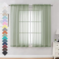 OVZME Light Green Sheer Curtains 63 inch Length 2 Panels Set for Bedroom Living Room, Elegant Light Filtering Sheer Drapes Window Treatments, Each is 42W x 63L Inches, Sage Green