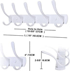 SKOLOO Coat Rack Wall Mount - Modern, Metal Wall Coat Rack with 5 Hooks, Sturdy Wall Hook Rack Rail for Hanging Coat, Jacket, Clothes, Hat, White