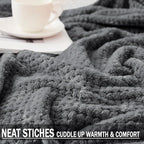 Exclusivo Mezcla Fleece Bed Blanket Queen Size, Super Soft and Warm Blankets for Couch, Sofa and Bed Waffle Textured, Cozy, Fuzzy and Lightweight (Dark Grey, 90x90 Inches)
