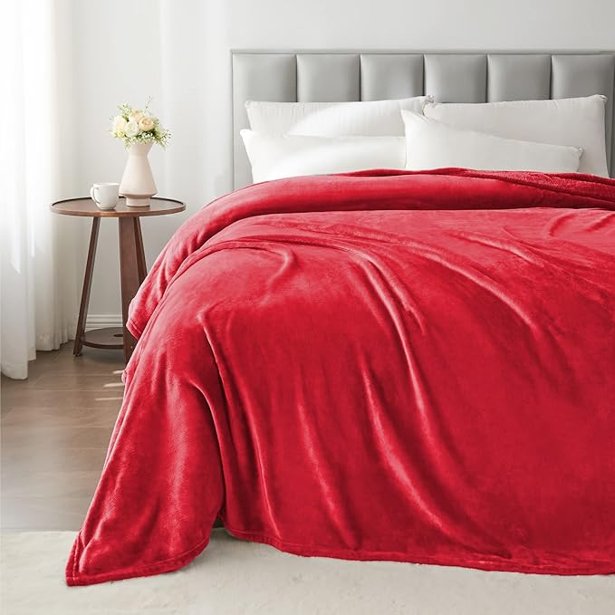 BEDELITE Fleece Blankets Queen Size Red Throw Blankets for Bed, Luxury Plush Cozy Fuzzy Blanket 90x90 inches, Super Soft Warm Lightweight Throw Blanket All Seasons Suitable