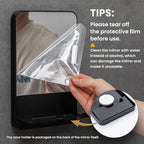 TAILI Fogless Shower Mirror, Anti-Fog with Razor Holder, Suction Shaving Mirror with Storage Tray, Rust-Proof, Shatterproof, Removable for Bathroom, Shower Accessories, Black
