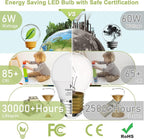 hansang E26 Ceiling Fan Light Bulbs, 4000K Natural Daylight, 60 Watts Equivalent, A15 LED Small Light Bulb, E26 Standard Base Refrigerator Light Bulb, 600lm, 120V, CRI85+, 120V, Non-Dimmable 6 Pack