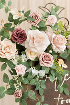 Ling's moment 2pcs Wedding Flowers Garland Artificial Floral Swag Arch Decorations Greenery Arrangements Dusty Rose Cream Ceremony Reception Garden Easel Wall Entryway Outdoor Board(NOT Include Sign)