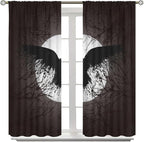 Cool Raven Print Curtains for Bedroom - Vintage Nordic Viking Theme Dead Tree Crow Full Moon Window Drapes,Energy Saving Thermal Insulated Rod Pocket Bedroom Blackout Curtains 2 Panels 63L x 27.5W