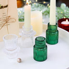 Christmas Candle Stick Holder Set Red Green Glass Taper Candle Holders for Tealight Candlestick Candle ChristmasTable Centerpieces Holiday Decor12PCS