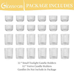 Glasseam Clear Glass Votive Candle Holders: Small Tea Light Candle Holders in Bulk, Ribbed Vintage Candle Holder Set of 24, Decorative Tealight Holders for Wedding Centerpieces Party Decorations
