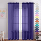 OVZME Purple Sheer Curtains 84 Inches Long 2 Panels, Light Filtering Window Sheer Curtain Panels for Bedroom Living Room, Dual Rod Pocket, Purple, Per Panel W42 X L84 inches