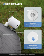 FLEXTAILGEAR Tiny Pump Portable Air Pump, Ultra-Mini with 1300mAh Battery USB Rechargeable to Inflate Deflate for Pool Floats Air Bed / Mattress Swimming Ring Vacuum Storage Bags (White)